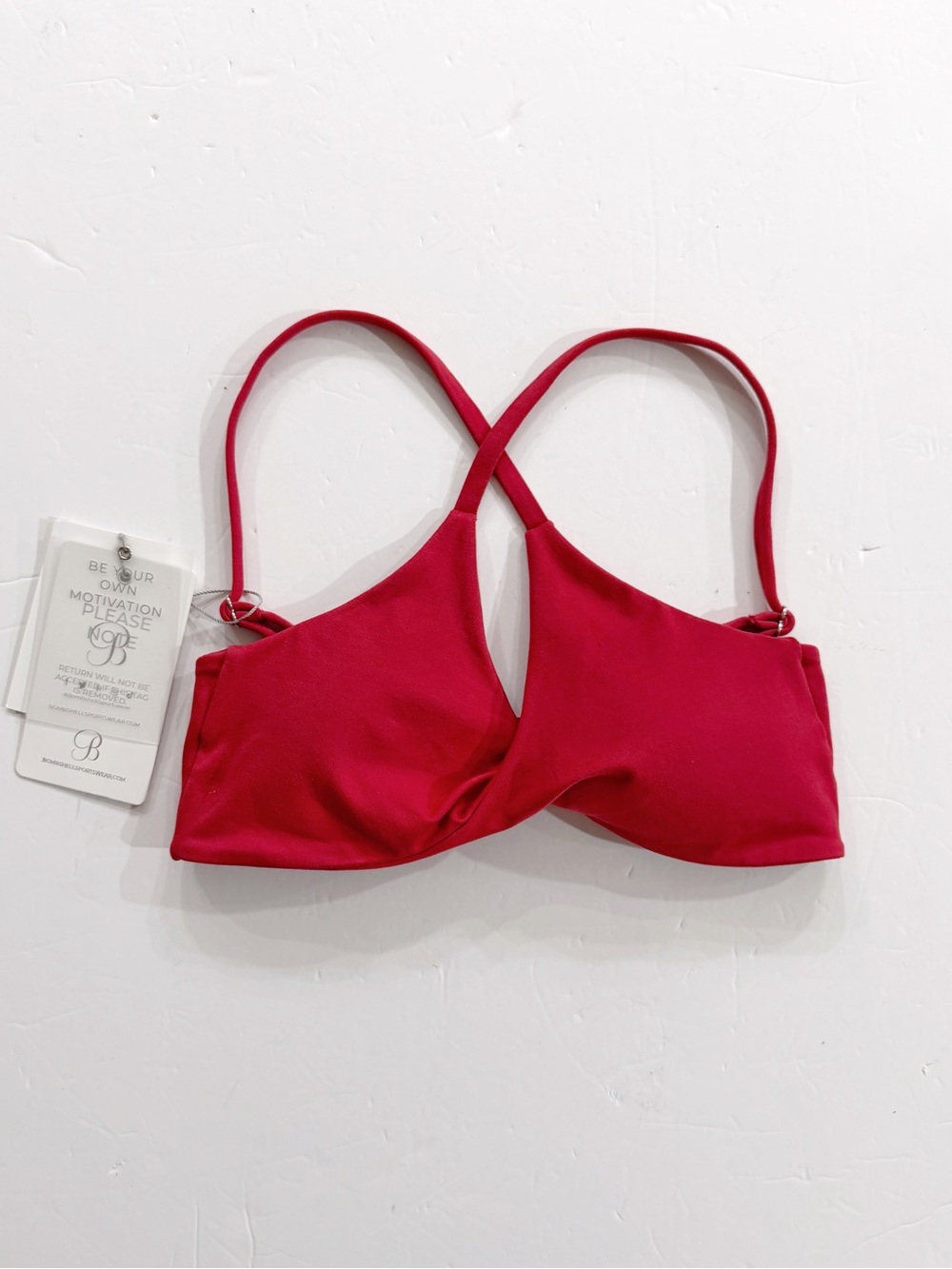 Bombshell Sportswear Women S Red Strappy Sports Bra Cross Back NWT Y2K Active
